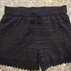 NWT Black Lace Girls Shorts With Athletic Lining
